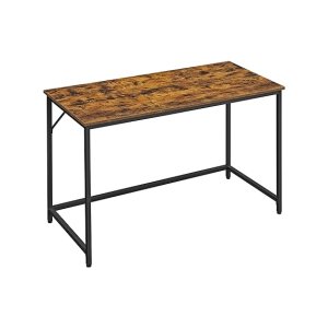 Bureau, computerbureau, 120 x 60 x 75 cm, eenvoudige constructie, industrieel ontwerp, vintage bruin-black