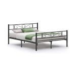 Dubbelbedje, bedframe, metalen kinderbedje, geschikt voor matras 200 x 160 cm, gastbed, gemakkelijke montage, voor kleine kamers, zwart