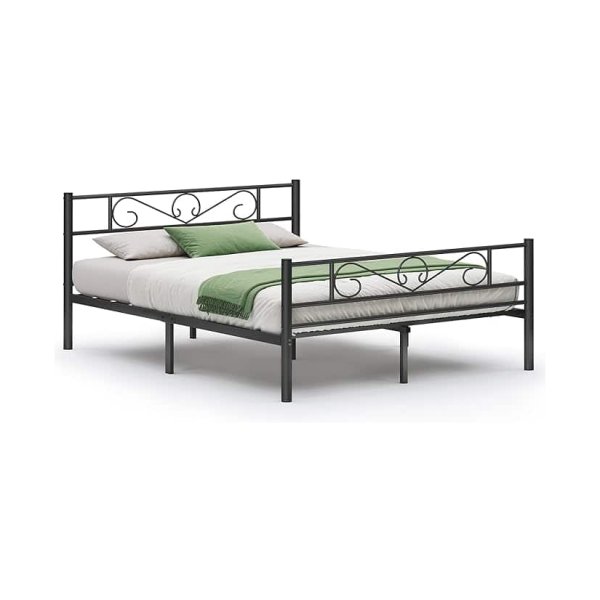 Dubbelbedje, bedframe, metalen kinderbedje, geschikt voor matras 200 x 160 cm, gastbed, gemakkelijke montage, voor kleine kamers, zwart