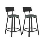 Barstoelen - UrbanLiving - PU bekleding - Voetensteun - Inktzwart