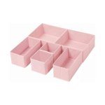 Opbergdozen ondergoed, ladeorganisator, set van 6, opslagmanden, opvouwbare stoffenboxen voor sokken, ondergoed, beha's, stropdassen en sjaals, roze