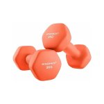 Set van 2 halters 2 x 3 kg Neopreen gecoate handgewichten Zhexagonaal Dumbbell Pair Home workout Fitness Training Oranje