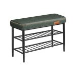 Ekho Collection schoenbank, bank, stoel, ingang, faux leer, naad, jaren 1960 -stijl, modern, laadcapaciteit tot 135 kg, 30 x 80 x 50 cm, bosgroen