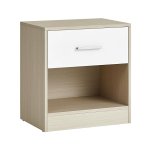 Nederluchttafel, bijzettafel, met lade, handvat, open compartiment, salontafel, voor slaapkamer, woonkamer, natuurlijk beige klassiek wit wit