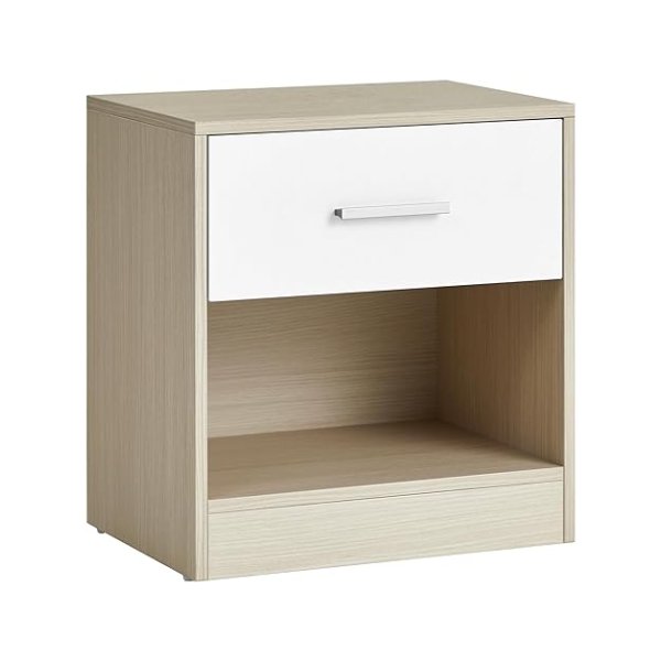 Nederluchttafel, bijzettafel, met lade, handvat, open compartiment, salontafel, voor slaapkamer, woonkamer, natuurlijk beige klassiek wit wit