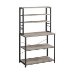 Keukenrek koffiezetapparaat 6 planken en 6 haken voor magnetron stalen frame industriële stijl 40 x 80 x 167 cm grijs bruin en zwart