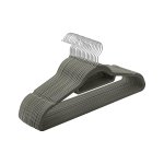 Kledinghangers, fluweel 20 stuks, 0,5 cm dik, kledinghanger, kleerhanger met niet-slipoppervlak, twee inkepingen, 360 ° roteerbare haak, niet-slip, grijs,