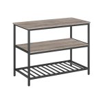 Keukeneiland met groot werkblad, keukenrek met 3 niveaus, stalen frame, 60 x 120 x 90 cm, industriële stijl, gemakkelijk te monteren, greige en zwart