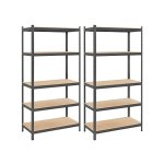 Opslagrekken, zware rekken, set van 2, kelderrekken, 200 x 100 x 50 cm, tot 870 kg laadcapaciteit, rekken, boutloze rekken, versterkte stalen frame, 5 verstelbare planken, grijs