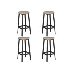Barkrukken, set van 4, barstoelen, keukenstoelen met metalen frame, eenvoudige montage, met voetensteun, voor keuken, woonkamer, eetkamer, greige-klassiek zwart
