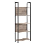 Boekenplank, keukenplank, vloerplank met 5 open kastniveaus, gang, keuken, kantoor, stevig stalen frame, industrieel ontwerp, grijszwart