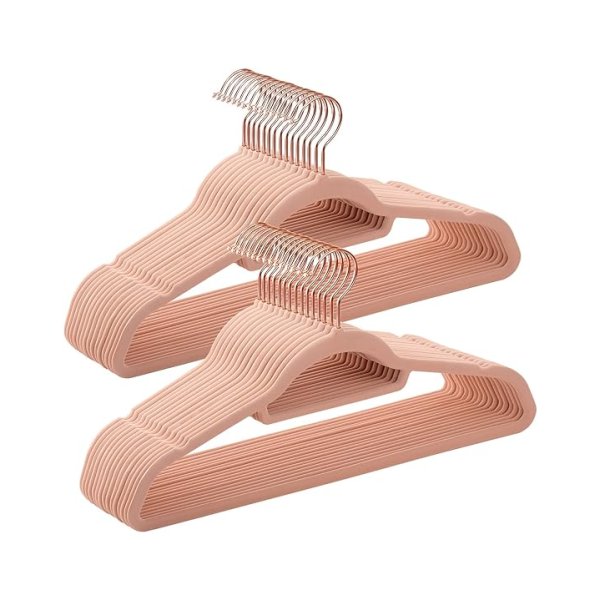 Fluwelen Kleerhangers Set van 30 – Antislip, Draaibaar Haak, Roze en Roségoud