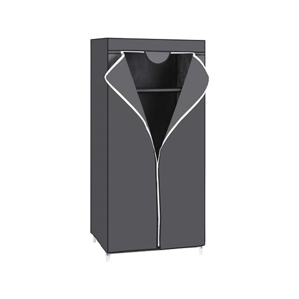 Stoffenkast, opvouwbare kast met hangende beugel, enkel kleersnaar, opslag voor tassen, speelgoed, schoenen, woonkamer, slaapkamer, garderobe, 75 x 45 x 160 cm, grijs