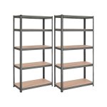Opslagrekken, zware rekken, set van 2, kelderrekken, 180 x 90 x 40 cm, tot 875 kg laadcapaciteit, rekken, boutloze rekken, versterkt stalen frame, 5 verstelbare planken, grijs