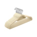 Velvet Coat Hanger Set van 20 kledinghanger Niet-slip kleine balk voor banden 360 ° roterende haak 0,5 cm dikke ruimte bespaard 43,5 cm lang voor jassen jurken broek beige beige