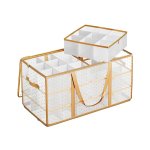 Christmas Bauble Storage Box, Christmas Baubbles Opslag, 54 compartimenten van 10,2 cm elk, gemaakt van plastic, deksel, 2 ritsen, 6 tabletten, zijhandgrepen, zandgoud