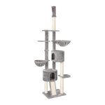 Krabpaal, kattenboom, plafondhoog, 2,4-2,6 m, lichtgrijs