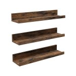 Wandplanken, set van 3, drijvende planken, lengte 38 cm, verhoogd voorkant, voor decoratieve items, kruidenpotten en fotolijsten, vintage bruin