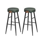 Echo Collection Barkruk, set van 2, barstoel, keukenstoel, kunstleer, 76,2 cm hoog, voor keuken, eetkamer, eenvoudige montage, bosgroen
