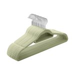 Kledinghangers fluweel set van 20 niet-slip kleine staaf voor banden 360 ° roteerbare haak 0,5 cm dikke ruimte bespaard 43,5 cm lang voor jassenjurken en broek lichtgroen