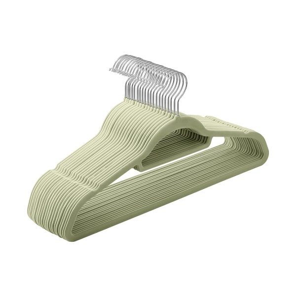 Kledinghangers fluweel set van 20 niet-slip kleine staaf voor banden 360 ° roteerbare haak 0,5 cm dikke ruimte bespaard 43,5 cm lang voor jassenjurken en broek lichtgroen