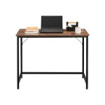 39-inch computer Writing Desk, Home Office Small Study Workstation, industriële stijl PC-laptoptabel, stalen frame, 39.4, Hazelnut Brown + Black