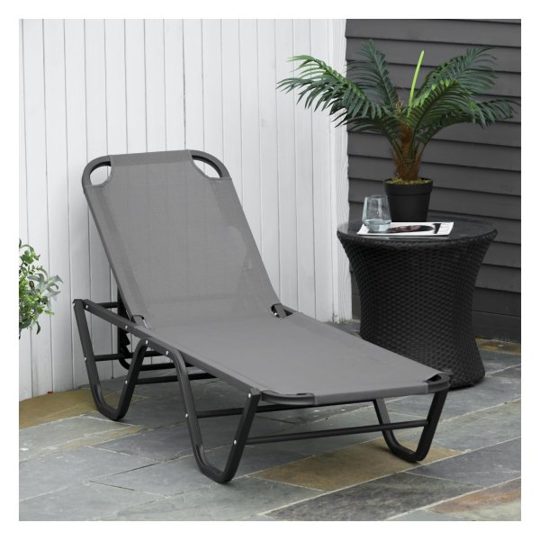 Tuinligstoel - Relaxen in stijl - Aluminium frame - Grijs/Zwart