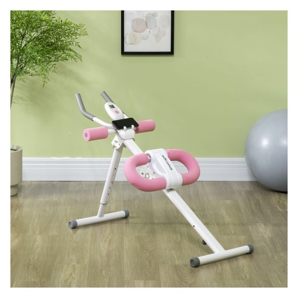 Buiktrainer - Opvouwbaar & Verstelbaar - LCD-scherm - Wit/Roze