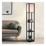 Vloerlamp - Interieurverlichting - Houten planken - Zwart