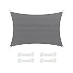 Zonnezeil/schaduwdoek; van HDPE-kunststof (polyethyleen); scheurt niet; is weerbestendig; met uv-bescherming; luchtdoorlatend; voor tuin, balkon, terras, camping; met scheerlijnen (totaal 2 m), 2 x 3 m, rookgrijs.