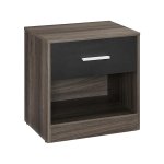 Nachtkastje, bijzettafel, met lade, handvat, open vak, salontafel, voor slaapkamer, woonkamer, kastanjebruin-inkt zwart