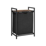 Wasmand met Plank – Uittrekbare Waszak – Metalen Frame – 65L – Vintage Bruin/Zwart