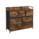 Ladekast, kast, opbergkast, 7 laden stof met handgrepen, metalen frame, industriële stijl, rustiek bruin en zwart