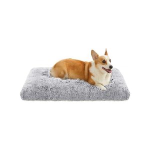 Hondenbed, hondenkussen, donzige hondenmat, lange pluche, 95 x 60 cm, zachte vullende machine wasbaar, hondengrotbed, multifunctioneel, draagbaar, lichtgrijs