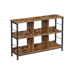 Boekenkast met 6 vakken, staand rek, opbergrek, televisietafel, consoletafel, kantoor, woonkamer, slaapkamer, 33 x 120 x 80 cm, industrieel design, vintage bruin-zwart