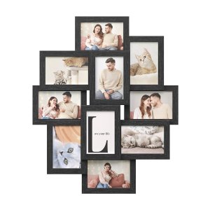 Fotoframe collage voor 10 foto's elke 10 x 15 cm (4 "x 6") gemaakt van MDF -boards, vereist montage, zwart