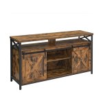 Tv -kast voor televisie tot 65 inch, tv -poorttafel met verstelbare planken, hoofdstijl, vintage, metalen structuur, vintage en zwarte structuur