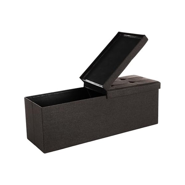110 x 38 x 38 cm, opvouwbare, 3 -zitter, laadbaar tot 300 kg, voetenbank, schoenbank, stappenstoel, linnen, chocoladebruin