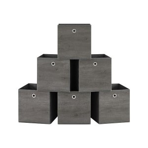 Opslagkubussen, set van 6 opslagbakken met handgreep, niet-geweven stofopslagboxen, 30 x 30 x 30 cm, geschikt voor kubusopslageenheid, opvouwbaar, kledingopslag, mistgrijs