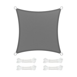 Luifel voor in de tuin, UV-bescherming, weerbestendig, HDPE ademend, 5 x 5 m, rookgrijs.