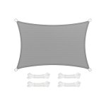 Zonnezeil/schaduwdoek; van HDPE-kunststof (polyethyleen); scheurt niet; is weerbestendig; met uv-bescherming; luchtdoorlatend; voor tuin, balkon, terras, camping; met scheerlijnen (totaal 2 m), 2 x 3 m, lichtgrijs