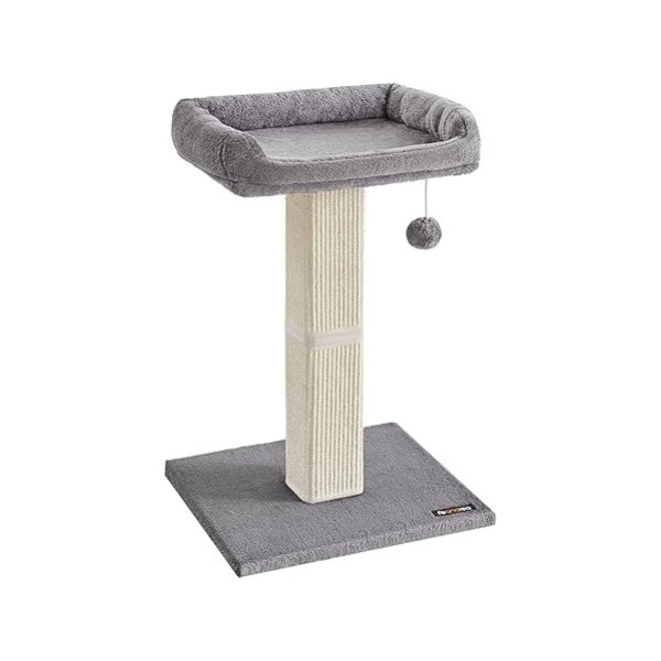 Katten krabpaal met sisal kattenboom met platform pluche 40 x 30 cm, hoogte 71, lichtgrijs
