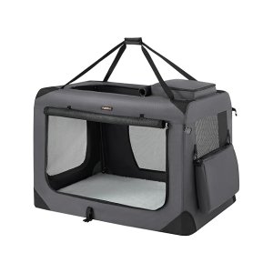 Opvouwbare hondendoos, transportdooshond, xxxl, hondentas, Oxford -stof, gaasstof, ademende draagbaar draagbaar metalen frame met handgrepen, zakken, 102 x 69 x 69 cm, grijs