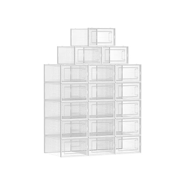 Schoenendozen Set van 18 schoen opbergdozen Schoen Organisator Plastic dozen opvouwbare stapelbaar voor schoenen op maat 42 transparant wit