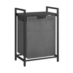 Wasmand, wasemmer met plank, waskast, oxford stof wasstas uitbreidbaar, verwijderbaar, metalen frame, 65 l, 50 x 33 x 72 cm, zwartgrijs