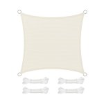 zonnescherm van polyetheen met hoge dichtheid (HDPE), zonwering, UV-bescherming, luchtdoorlatend, voor tuin, balkon, terras; ademend, waterdoorlatend, 4 x 4 m, beigewit.