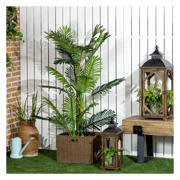Kunstmatige plant, kunstmatige palm, kunstmatige plant met cementvulling, kunstpalm in de pot, huisplant voor interieurdecoratie, 150 cm, groen