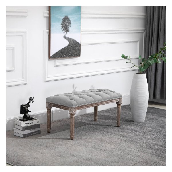Bedbank - Zaza Home - Vintage design - Grijze bekleding