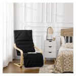 Schommelstoel - RelaxMeubels - Verstelbaar voetgedeelte - Linnen look - Zwart