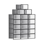 Schoenendozen Set van 18 schoen opbergdozen Schoen Organizer Plastic dozen opvouwbare stapelbaar voor schoenen op maat 42 transparant zwart